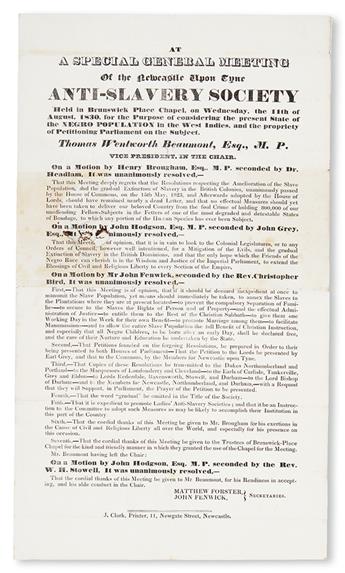 (SLAVERY AND ABOLITION.) At a Special General Meeting of the Newcastle upon Tyne Anti-Slavery Society.